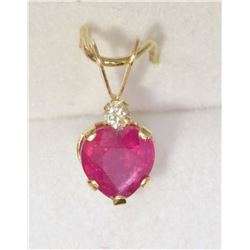 10K GOLD RUBY (1.15CT) & AQUAMARINE HEART-SHAPED