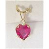 Image 1 : 10K GOLD RUBY (1.15CT) & AQUAMARINE HEART-SHAPED