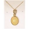 Image 1 : 14K GOLD OPAL & DIAMOND PENDANT NECKLACE