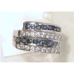 STERLING SILVER SAPPHIRE (1.40CT) & CUBIC ZIRCONIA