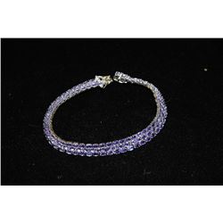 #20-SILVER TANZANITE (8.70CT) TENNIS BRACELET