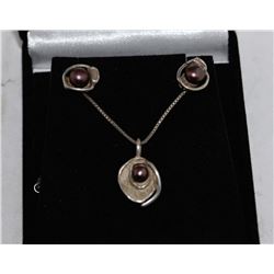 CANADIAN PEARL NECKLACE AND EARRING SET IN 925