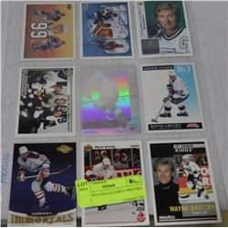 SHEET OF 9 COLLECTABLE GRETZKY CARDS