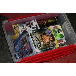 BIN OF ASSORTED COLLECTIBLE GAMES & GAME PIECES