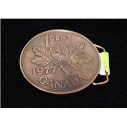 JIMM WATSON 1 CENT 1977 COPPER BELT BUCKLE