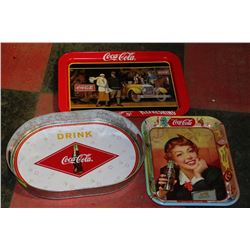FLAT OF THREE VINTAGE COCA-COLA TRAYS
