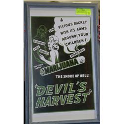 FRAMED MARIJUANA DEVIL'S HARVEST FRAMED POSTER