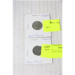 LOT OF TWO 1943 D STEEL PENNY