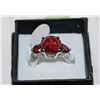 Image 1 : 10K WHITE GOLD GARNET RING