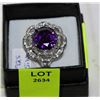 Image 1 : .925 SILVER RING W/ PURPLE STONE