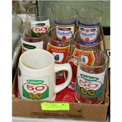 FLAT OF VINTAGE LABATT'S GLASSES