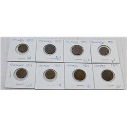 8 GERMAN COINS 1875-1923
