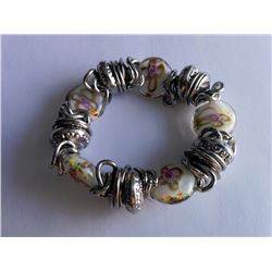 #9-MURANO GLASS PANDORA STYLE BRACELET
