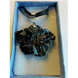 #12-HAND SET CARVED SNOWFLAKE FLOWER PENDANT