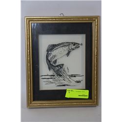 HAND-DRAWN RAINBOW TROUT SHADOW BOX