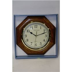 12"  OCTAGON WALL CLOCK IN OAK FINISH