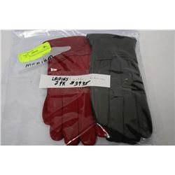 PACK OF 2 LADIES LEATHER GLOVES COLORS MAY VARY SIZE MEDIUM