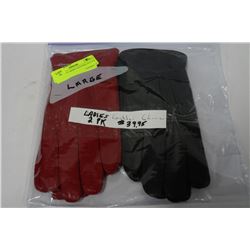 PACK OF 2 LADIES LEATHER GLOVES COLORS MAY VARY SIZE LARGE