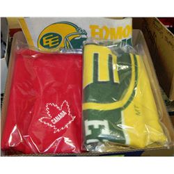 BOX W/EDMONTON ESKIMOS THROW, RED
