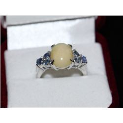 #1-STERLING SILVER OPAL & SAPPHIRE (0.60CT) RING
