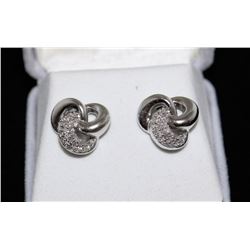 #3-STERLING SILVER DIAMOND (0.30CT) EARRINGS