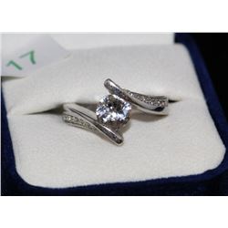 #17-STERLING SILVER CUBIC ZIRCONIA RING
