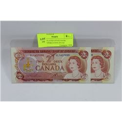 UNCIRCULATED 1974 $2 BANK NOTES CONSECUTIVE S/N X2