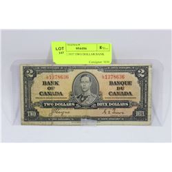 SCARCE 1937 TWO DOLLAR BANK NOTE