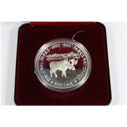 1985 CASED PROOF MOOSE SILVER DOLLAR