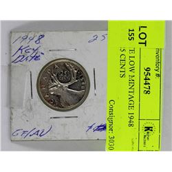 KEY DATE LOW MINTAGE 1948 SILVER 25 CENTS