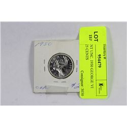 BRILLIANT UNC. 1950 GEORGE VI SILVER 25 CENTS