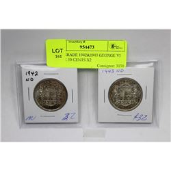 HIGH GRADE 1942&1943 GEORGE VI SILVER 50 CENTS X2