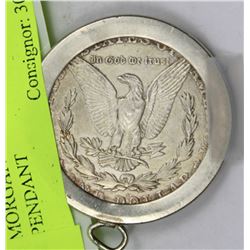 1921 US MORGAN SILVER DOLLAR IN SILVER PENDANT