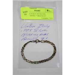 VINTAGE ITALY .925 SILVER HERRINGBONE 7" BRACELET