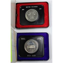 1971 BC & 1973 PEI CASED COMMEMORATIVE DOLLARS X2