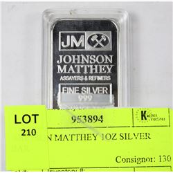 JOHNSON MATTHEY 10Z SILVER BAR