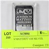 Image 1 : JOHNSON MATTHEY 10Z SILVER BAR