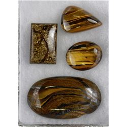 COLLECTION OF ASSORTED TIGERSEYE & 1 BRONZITE CAB