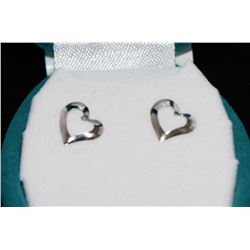 #26-14K WHITE GOLD HEART-SHAPED EARRINGS