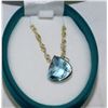 Image 1 : #38-14K GOLD BLUE TOPAZ (11.30CT) PENDANT WITH 10K