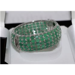 #40-STERLING SILVER EMERALD (65.0CT) BANGLE