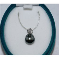 #42-STERLING SILVER BLACK SOUTH SEA TAHITIAN PEARL