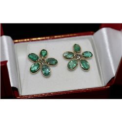 #43-14K GOLD EMERALD (3.20CT) & DIAMOND (0.14CT)