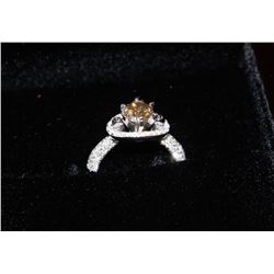 #46-14K WHITE GOLD BROWN DIAMOND (1.06CT) & 92