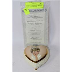 "DIANA, QUEEN OF OUR HEARTS" MUSICAL TRINKET BOX
