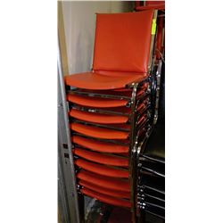 SET OF 51 ORANGE STACKING CHAIRS