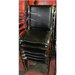 SET OF 6 BLACK STACKING CHAIRS