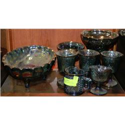 LOT OF BLUE CARNIVAL GLASS