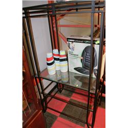 METAL AND GLASS 3 TIER SHELVING UNIT