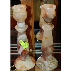 PAIR OF ALABASTER CANDLESTICKS